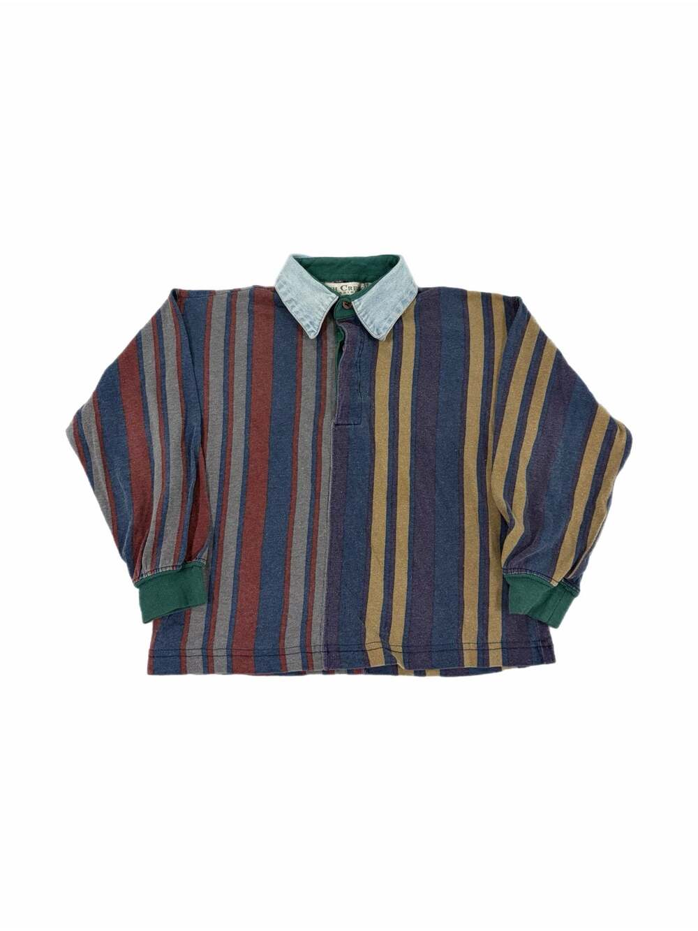 Ash Creek Trading Vintage Long Sleeve Multi-Colored Vertical Stripe Rugby Shirt